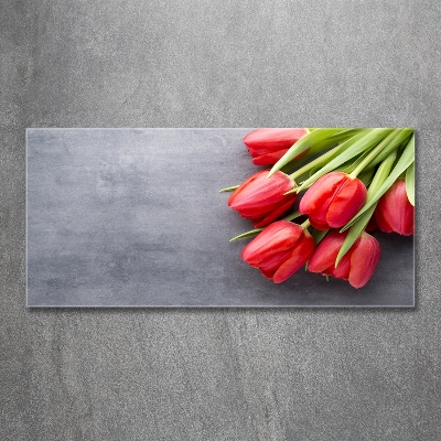 Schilderij op glas Rode tulpen