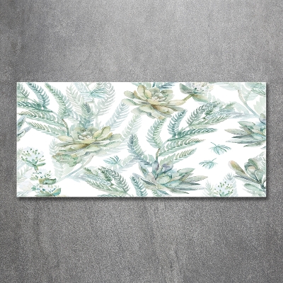 Foto schilderij op glas Bloemen en bladeren