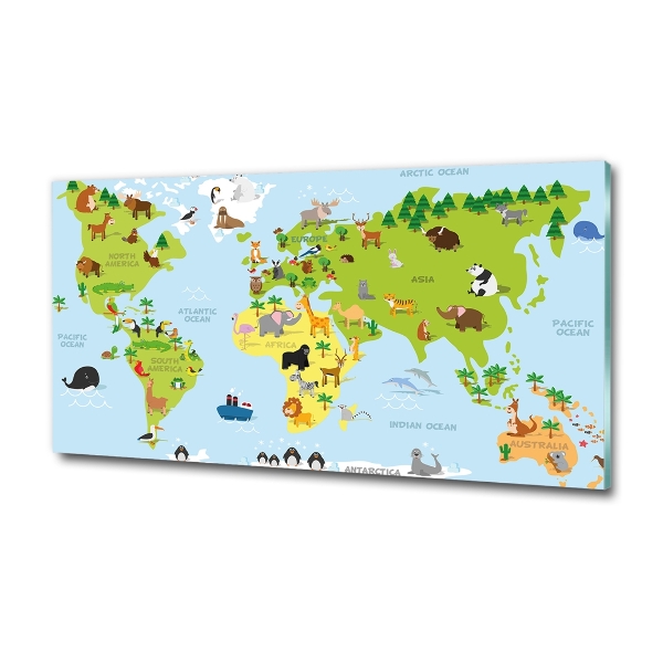 Glazen schilderij Dierenkaart