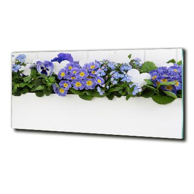Schilderij glas Blauwe bloemen