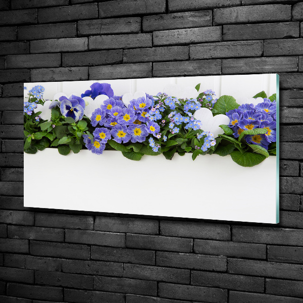 Schilderij glas Blauwe bloemen