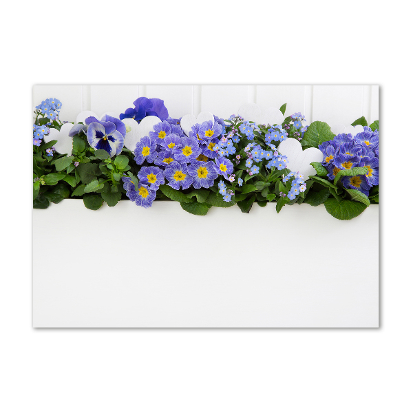 Schilderij glas Blauwe bloemen