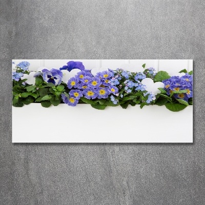 Schilderij glas Blauwe bloemen