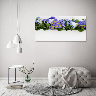Schilderij glas Blauwe bloemen