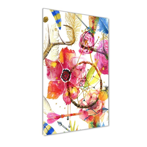 Verticale glasfoto Bloemen in boho-stijl
