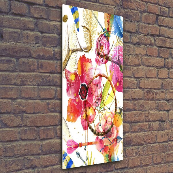 Verticale glasfoto Bloemen in boho-stijl
