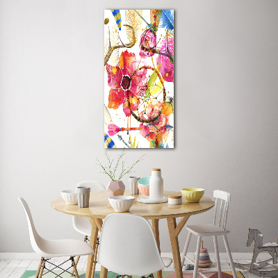 Verticale glasfoto Bloemen in boho-stijl