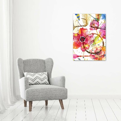 Verticale glasfoto Bloemen in boho-stijl