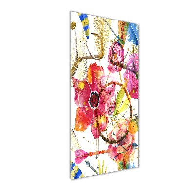Verticale glasfoto Bloemen in boho-stijl