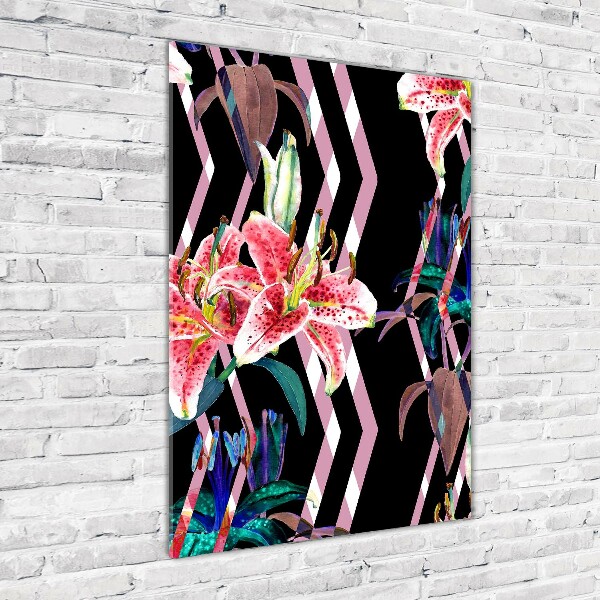 Foto obraz szkło hartowane pionowy Lilie tło