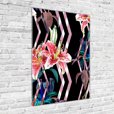 Foto obraz szkło hartowane pionowy Lilie tło