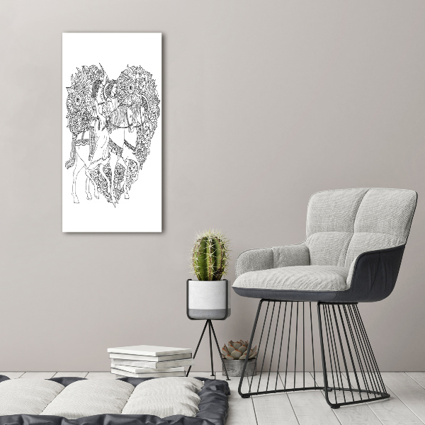 Verticale glasfoto vrouw en man