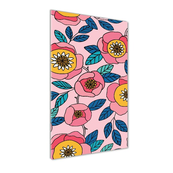 Verticale glasfoto Kleurrijke bloemen