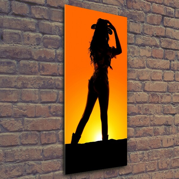 Verticale foto op glas Silhouet van een cowgirl