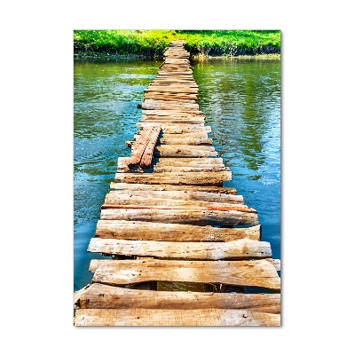 Verticaal glasschilderij Houten brug