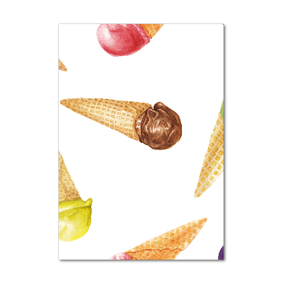 Verticale glasfoto IJs in een wafelhoorntje