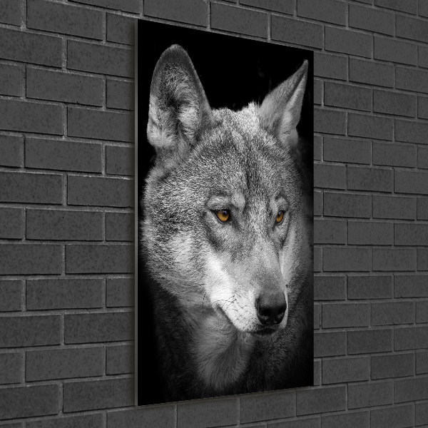 Verticale glasfoto Portret van een wolf