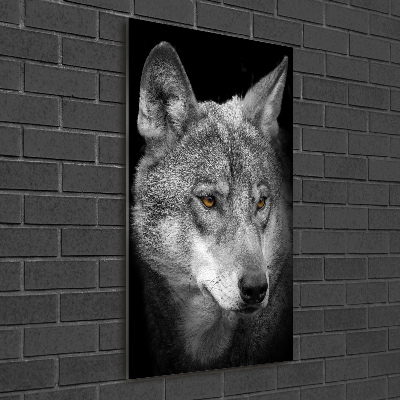 Verticale glasfoto Portret van een wolf