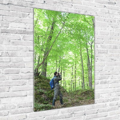 Verticaal glasschilderij Ornitholoog