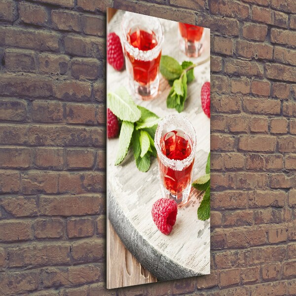 Verticaal glasschilderij Frambozen en drankjes