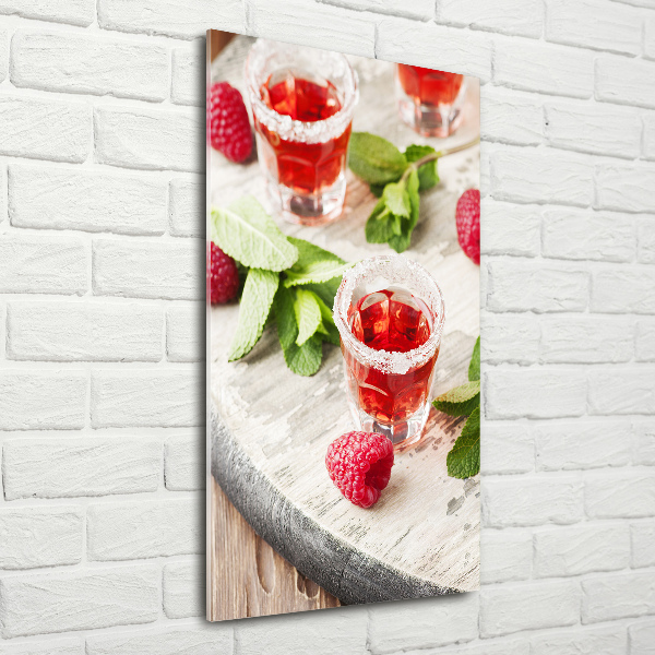 Verticaal glasschilderij Frambozen en drankjes