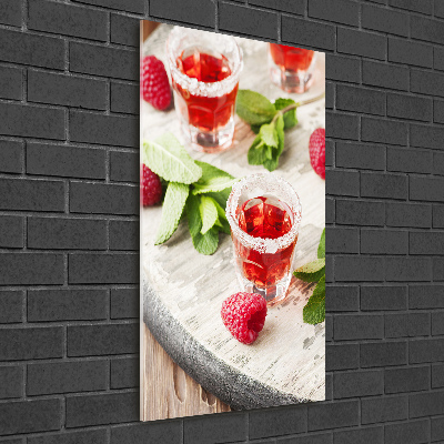 Verticaal glasschilderij Frambozen en drankjes