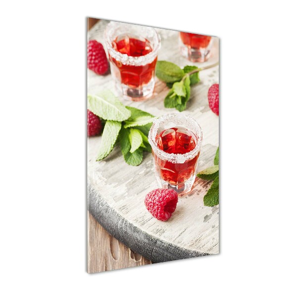 Verticaal glasschilderij Frambozen en drankjes