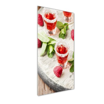 Verticaal glasschilderij Frambozen en drankjes