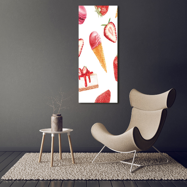 Verticale foto op glas Aardbeiensmaak