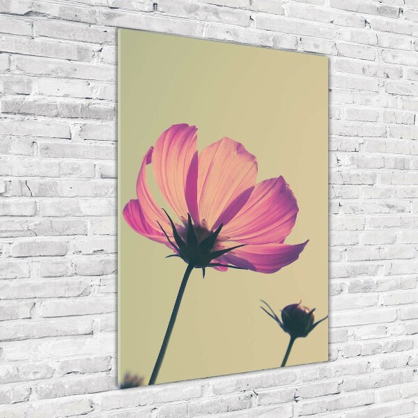 Verticale glasfoto Roze bloemen