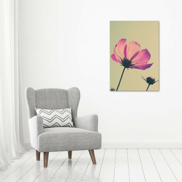 Verticale glasfoto Roze bloemen