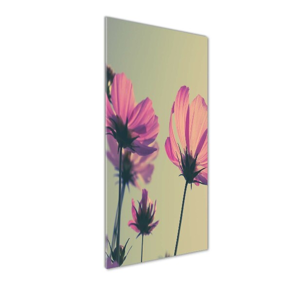 Verticale glasfoto Roze bloemen