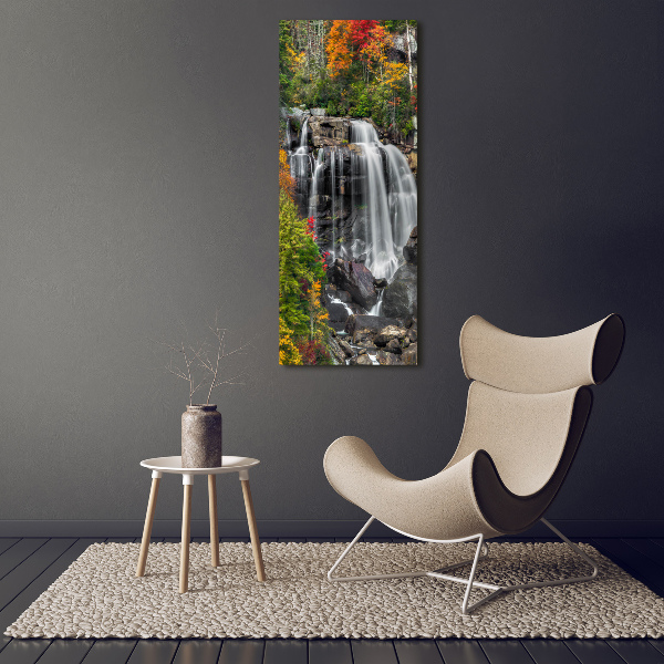 Verticale foto op glas Waterval in de herfst