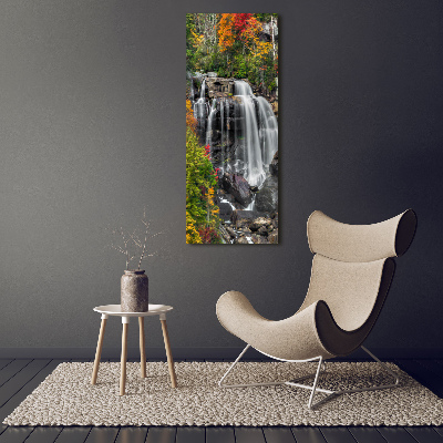 Verticale foto op glas Waterval in de herfst