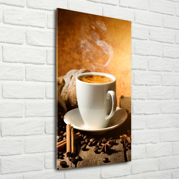 Verticale glasfoto Een kopje koffie