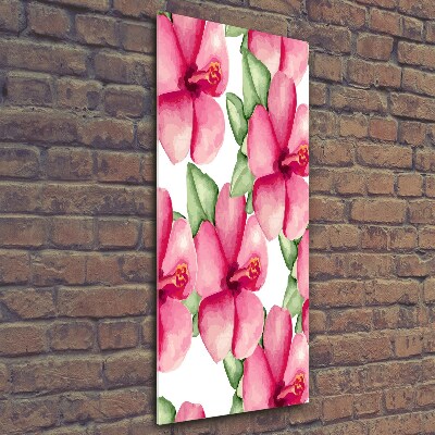 Verticaal glasschilderij Tropische bloemen