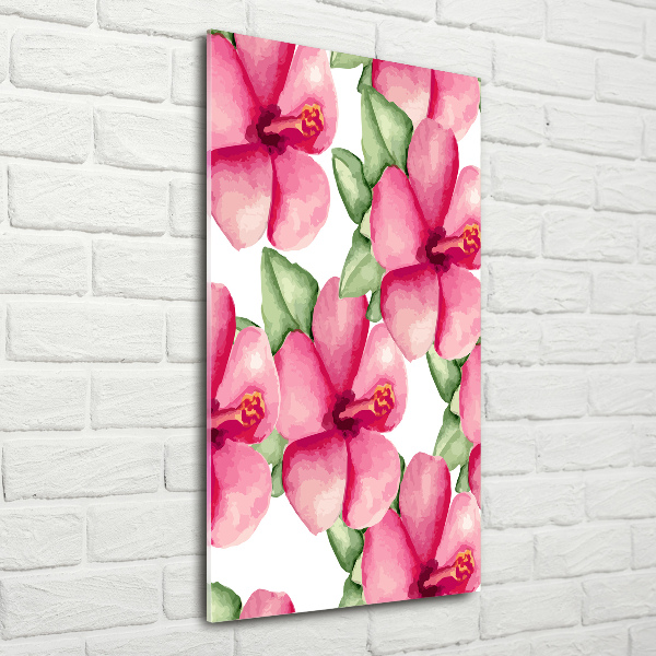 Verticaal glasschilderij Tropische bloemen