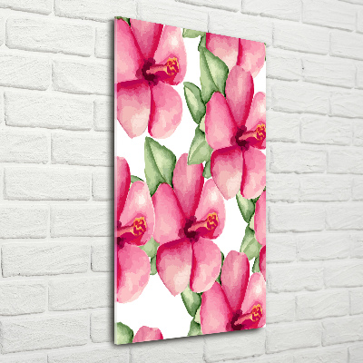 Verticaal glasschilderij Tropische bloemen