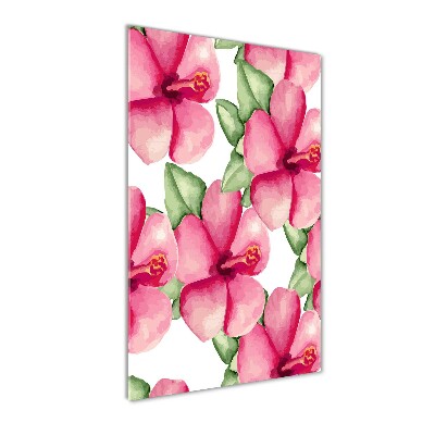 Verticaal glasschilderij Tropische bloemen