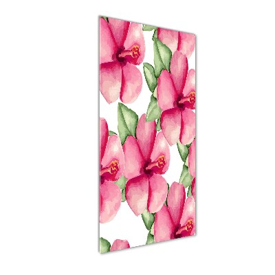 Verticaal glasschilderij Tropische bloemen