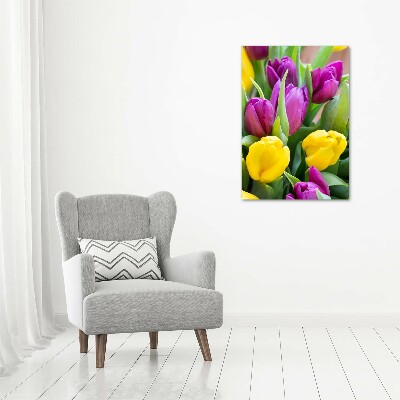 Verticale glasfoto Kleurrijke tulpen