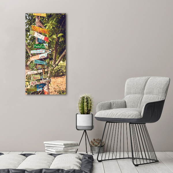 Verticale foto op glas Wegwijzer