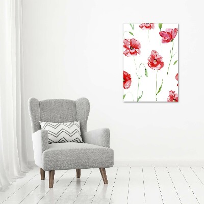 Verticaal glasschilderij Klaprozen