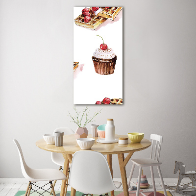 Verticale glasfoto Muffins en wafels