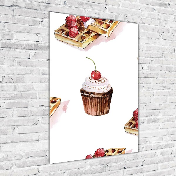 Verticale glasfoto Muffins en wafels