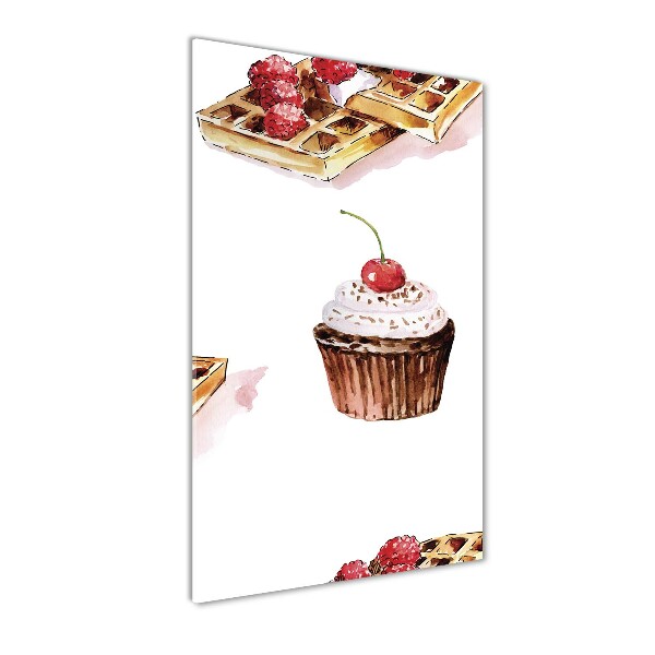 Verticale glasfoto Muffins en wafels