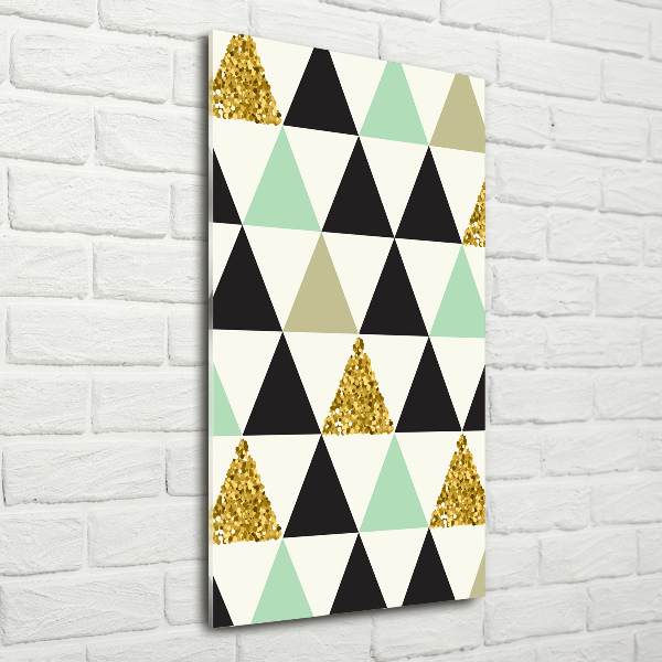 Verticaal glasschilderij Kleurrijke driehoeken