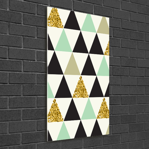 Verticaal glasschilderij Kleurrijke driehoeken