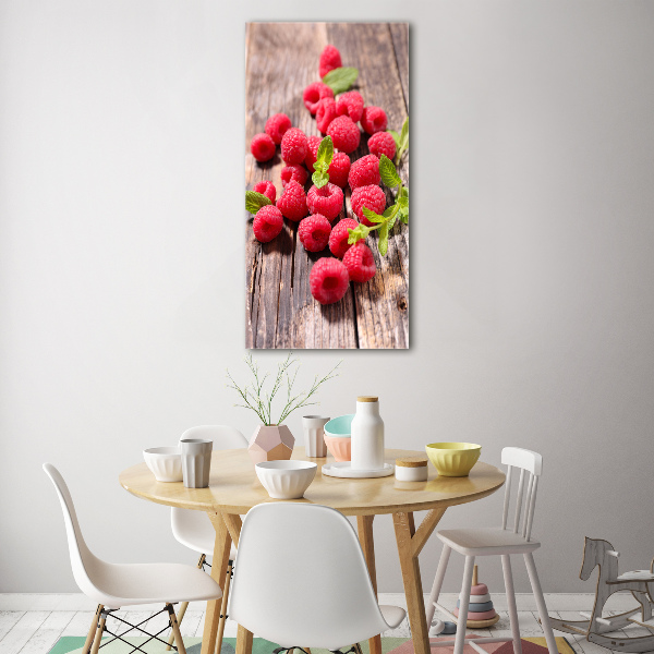 Nowoczesny szklany obraz ze zdjęcia pionowy Maliny