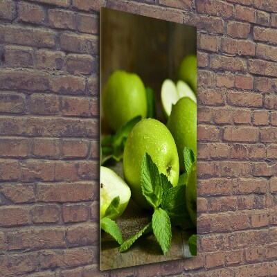 Verticale foto op glas Groene appels